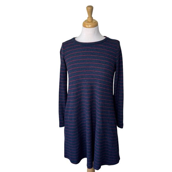 Toad&Co Foothill Long Sleeve Swing Dress True Navy Stripe Small - Picture 5 of 10